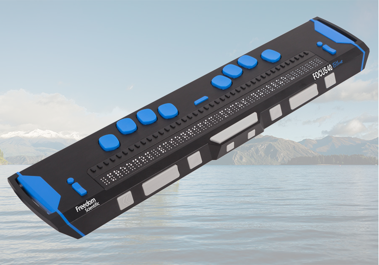 Display Braille Focus 40 Blue di quinta generazione, visto dall'alto.